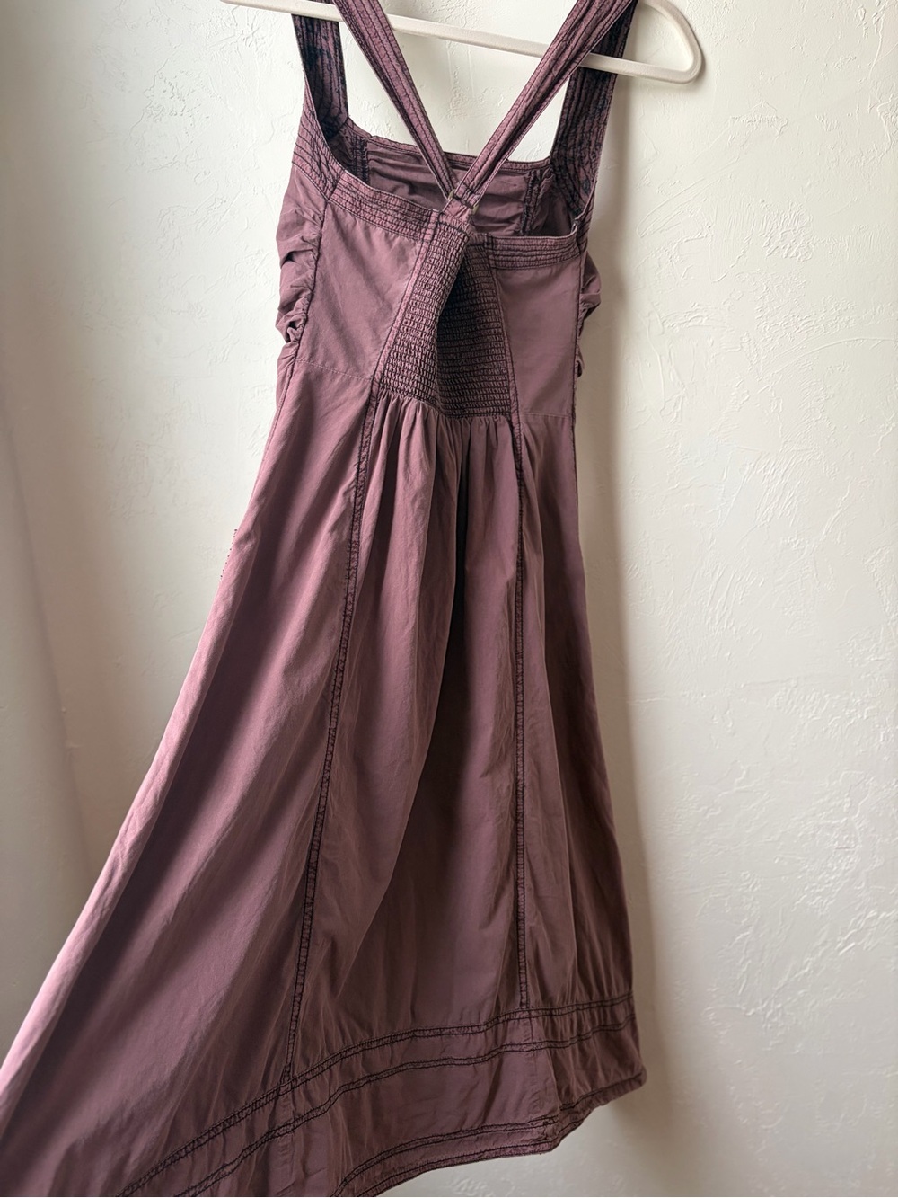 Anthropologie Pilcro Ruched Midi Dress Cross Back Mauve Purple XS - Picture 9 of 11